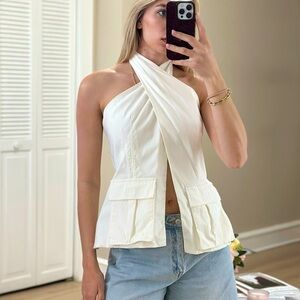 Elegant Cream Halter Top